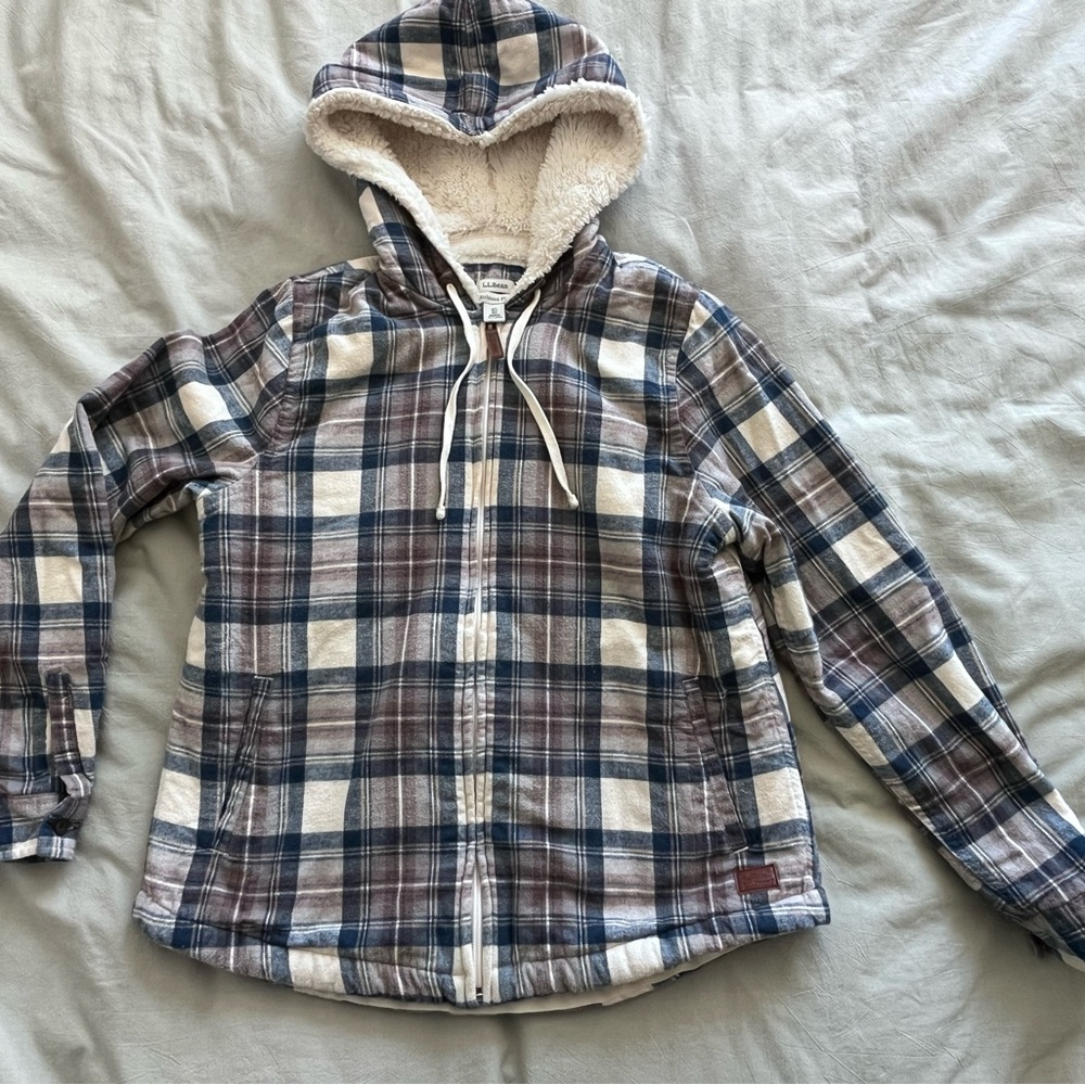 L.L. Bean Women's Scotch Plaid Flannel Shirt, Sherpa-Lined Zip Hoodie